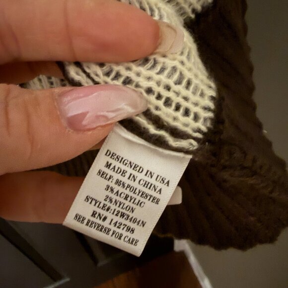 NWT Altard State Crew Neck Sweater Brown Cream Medium - Picture 4 of 5